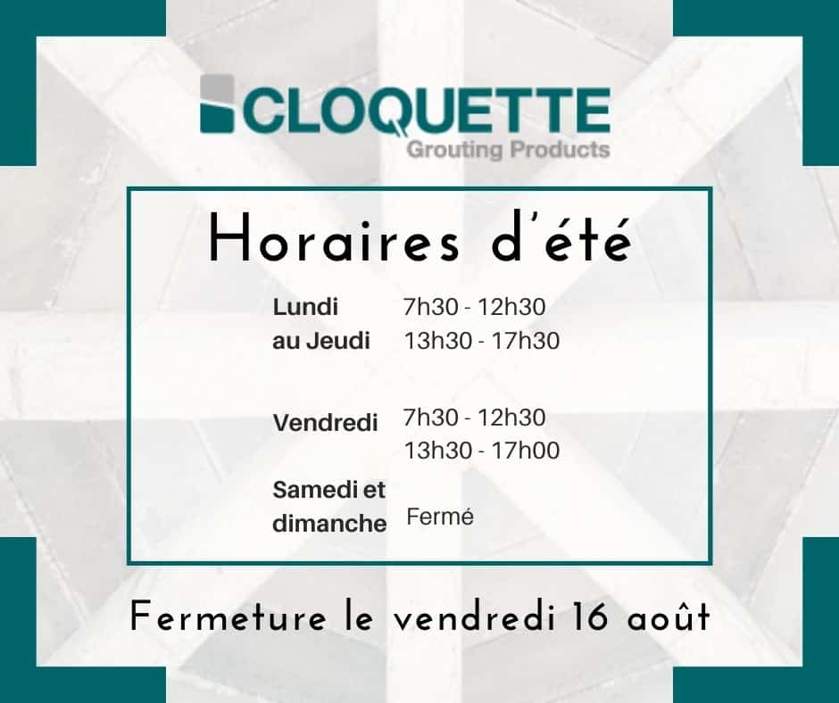 Horaire été et fermeture 16 août